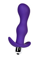 Фиолетовая изогнутая анальная вибропробка - 14 см. - фото 192249