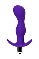 Фиолетовая изогнутая анальная вибропробка - 14 см. - фото 192250