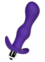 Фиолетовая изогнутая анальная вибропробка - 14 см. - фото 192248