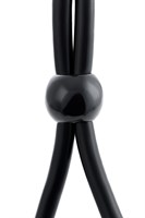 Черное лассо на пенис с тремя бусинами - фото 1406023