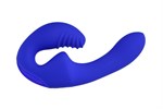 Синий безремневой страпон с пультом ДУ - 17,5 см. - фото 269671