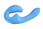 Голубой безремневой страпон с пультом ДУ - 17,5 см. - фото 174992