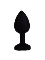 Черная силиконовая пробка с малиновым кристаллом - 7,3 см. - фото 1414480