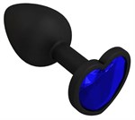 Черная силиконовая пробка с синим кристаллом - 7,3 см. - фото 97611