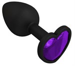 Черная силиконовая пробка с фиолетовым кристаллом - 7,3 см. - фото 1406108