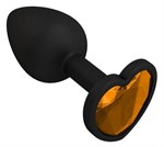 Черная силиконовая пробка с оранжевым кристаллом - 7,3 см. - фото 1406112