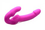Розовый безремневой страпон с вибрацией Evoke Rechargeable Vibrating Strap On - 24,7 см. - фото 165682