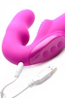 Розовый безремневой страпон с вибрацией Evoke Rechargeable Vibrating Strap On - 24,7 см. - фото 165683