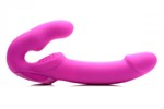 Розовый безремневой страпон с вибрацией Evoke Rechargeable Vibrating Strap On - 24,7 см. - фото 165681