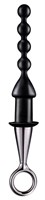 Чёрный анальный плаг-елочка ANAL BEAD WITH PLATED HANDLE - фото 97855