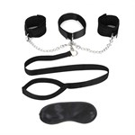 Чёрный ошейник с наручниками и поводком Collar Cuffs   Leash Set - фото 164420