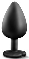 Черная анальная пробка с прозрачным стразом-сердечком Bling Plug Large - 9,5 см. - фото 1307412