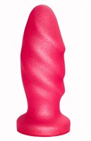 Розовая анальная пробка с рельефом - 12,9 см. - фото 37107