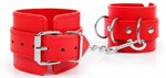 Красные наручники на регулируемых ремешках с цепочкой - фото 1406472