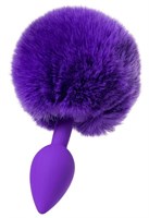 Фиолетовая анальная втулка Sweet bunny с фиолетовым пушистым хвостиком - фото 98228