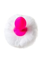 Розовая анальная втулка Sweet bunny с белым пушистым хвостиком - фото 1365109