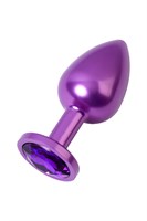 Фиолетовый анальный плаг с кристаллом фиолетового цвета - 8,2 см. - фото 98405