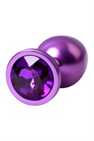 Фиолетовый анальный плаг с кристаллом фиолетового цвета - 8,2 см. - фото 98408