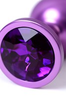 Фиолетовый анальный плаг с кристаллом фиолетового цвета - 8,2 см. - фото 98411
