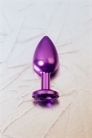 Фиолетовый анальный плаг с кристаллом фиолетового цвета - 8,2 см. - фото 98412