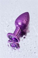 Фиолетовый анальный плаг с кристаллом фиолетового цвета - 8,2 см. - фото 98413
