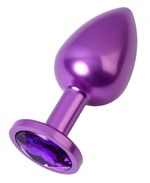 Фиолетовый анальный плаг с кристаллом фиолетового цвета - 8,2 см. - фото 1406715