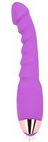 Фиолетовый изогнутый вибромассажер с ребристой поверхностью - 17,5 см. - фото 169234
