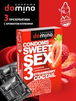 Презервативы для орального секса DOMINO Sweet Sex с ароматом клубничного коктейля  - 3 шт. 151906