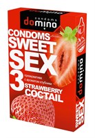 Презервативы для орального секса DOMINO Sweet Sex с ароматом клубничного коктейля  - 3 шт. - фото 1406949