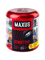 Ультратонкие презервативы в металлическом кейсе MAXUS Sensitive - 15 шт. - фото 98959
