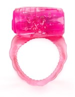 Розовое эрекционное кольцо с вибропулей - фото 160711