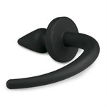 Черная пробка-конус Dog Tail Plug с хвостом - фото 160180