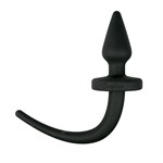 Черная пробка-конус Dog Tail Plug с хвостом - фото 160179