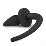 Черная изогнутая пробка Dog Tail Plug с хвостом - фото 160185