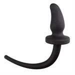 Черная изогнутая пробка Dog Tail Plug с хвостом - фото 160184