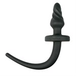 Черная витая анальная пробка Dog Tail Plug с хвостом - фото 471296