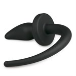 Черная анальная пробка Dog Tail Plug с хвостом - фото 160194