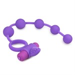 Фиолетовое эрекционное виброкольцо с анальной цепочкой Triple Pleasure - фото 163094