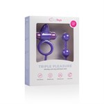 Фиолетовое эрекционное виброкольцо с анальной цепочкой Triple Pleasure - фото 163095