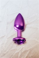 Фиолетовый анальный плаг с кристаллом фиолетового цвета - 7,2 см. - фото 307177