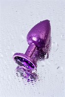 Фиолетовый анальный плаг с кристаллом фиолетового цвета - 7,2 см. - фото 307178