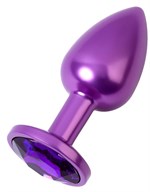 Фиолетовый анальный плаг с кристаллом фиолетового цвета - 7,2 см. - фото 307169
