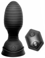 Черная расширяющаяся вибропробка Athena с пультом - 11,6 см. - фото 167644