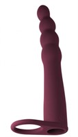 Бордовая вибронасадка для двойного проникновения Bramble - 16,5 см. - фото 160895