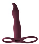 Бордовая вибронасадка для двойного проникновения Flirtini - 15,9 см. - фото 160904