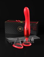 Красный двухсторонний вибростимулятор Ultimate Pleasure 24K Gold Luxury Edition - 25 см. - фото 1407943