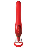 Красный двухсторонний вибростимулятор Ultimate Pleasure 24K Gold Luxury Edition - 25 см. - фото 1407947