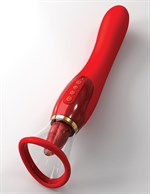 Красный двухсторонний вибростимулятор Ultimate Pleasure 24K Gold Luxury Edition - 25 см. - фото 1407941