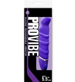Фиолетовый перезаряжаемый вибратор с ребрышками PROVIBE - 14 см. - фото 171647