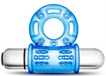 Голубое эрекционное виброкольцо 10 Function Vibrating Mega Bull Ring - фото 162614